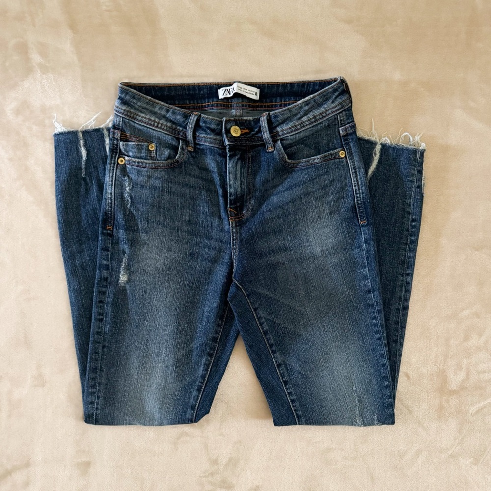 Zara Blue Denim Skinny Jeans Size 4 - Picture 4 of 7